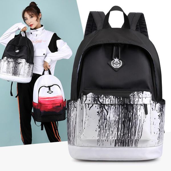 

backpack 2021 gradient color casual wild simple college style schoolbag harajuku large capacity travel sports bag