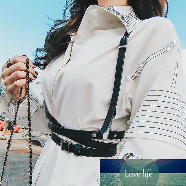 

fashion trend women men gothic handmade pu leather harness belts body bondage waist straps punk rock stylish accessories factory price exper, Black;white