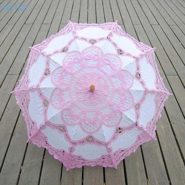 

other accessories britnry fashion handmade sun umbrella cotton wedding lace embroidery pink with white