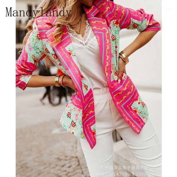 

women's suits & blazers mandylandy coat autumn casual long sleeve slim turn-down collar women fashion striped printed single button, White;black