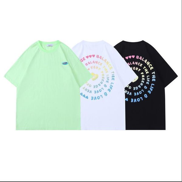 

men's t-shirts 2021 fashion solid color letter printing men and women short-sleeved couple loose t-shirt high street hip-hop shirt, White;black