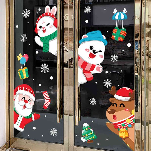 

christmas decoration sticker mall glass window decoration elderly elk snowman electrostatic