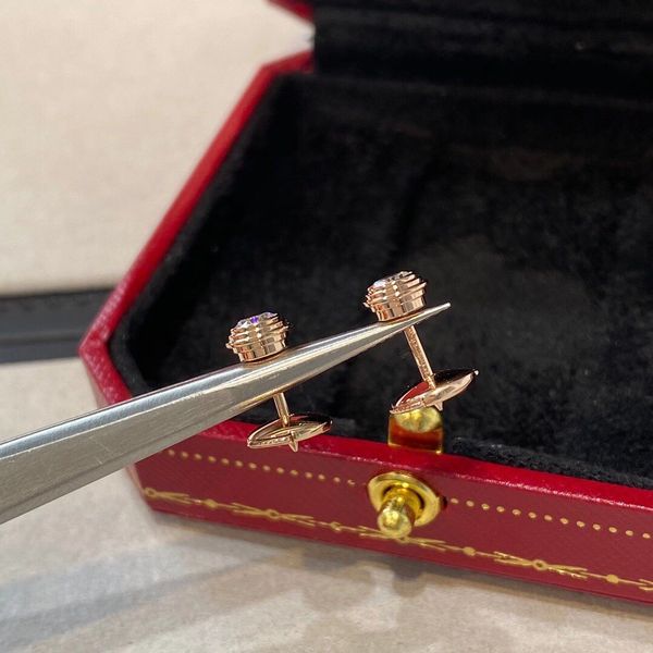 

luxury quality stud earring with sparkly diamond for women wedding jewelry gift in two colors plated have box ps4541, Golden