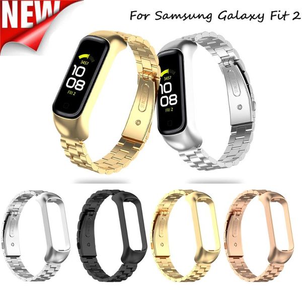 

watch bands strap for samsung galaxy fit 2 metal stainless steel band fit2 r220 smart accessories, Black;brown