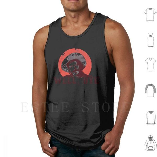 

men' tank well bye in black stencil vest cotton curly bill tombstone arizona old west western cowboy wyaearp doc holiday, White;black