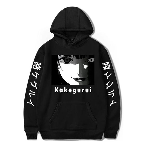 

men's hoodies & sweatshirts japanese anime kakegurui hoodie harajuku boys/girls jabami yumeko printing pullovers oversized casual hood, Black