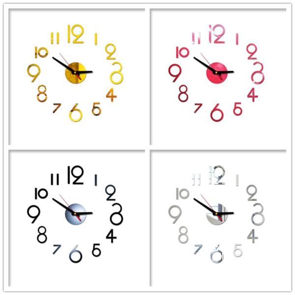 

wall clocks 3d clock mirror stickers creative diy removable art home decoration living room quartz needle selling
