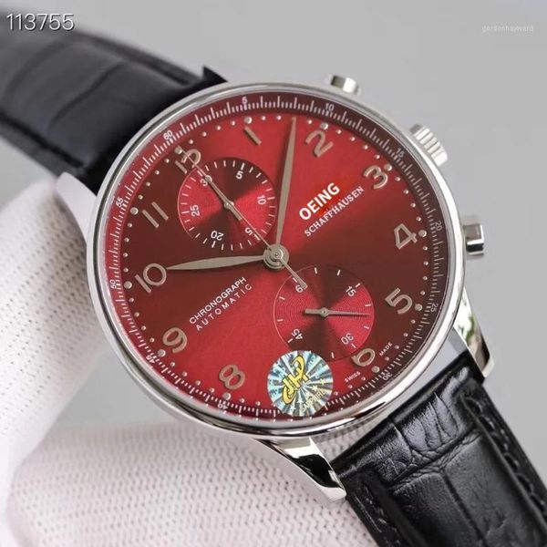 

wristwatches waterproof 40mm portugal series first appearance automatic mechanism movement wc watch glass cow belt gentleman's, Slivery;brown