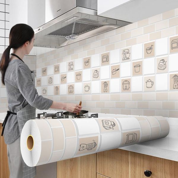 

wallpapers 5mdiy kitchen special sticker waterproof and oil proof counter board lined with adhesive wall paper roll pvc decorative film