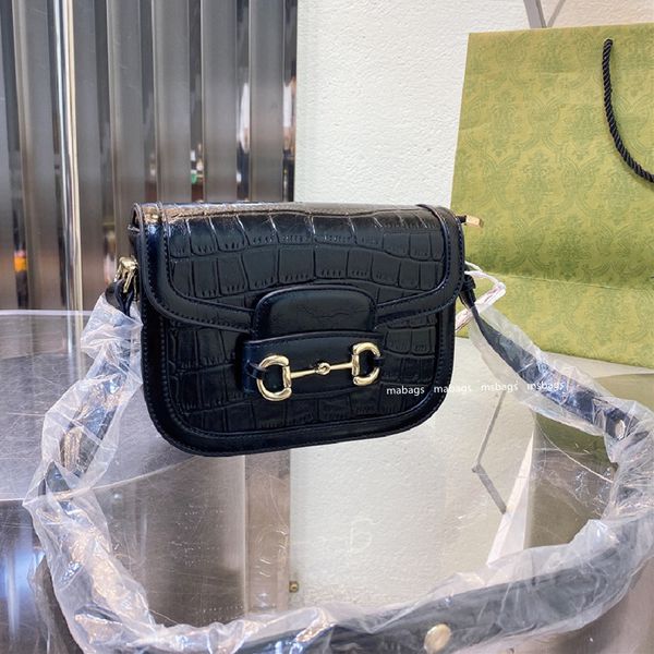 

designer women horsebit shoulder bags fashion black alligtor crossbody phone bag lady crocodile purses small flaps totes high quality