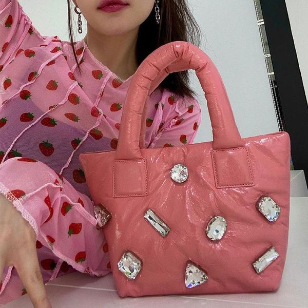 

evening bags single shoulder tote diamond women space pad cotton feather down bag bucket handbag sac a main carteira bolsa feminina