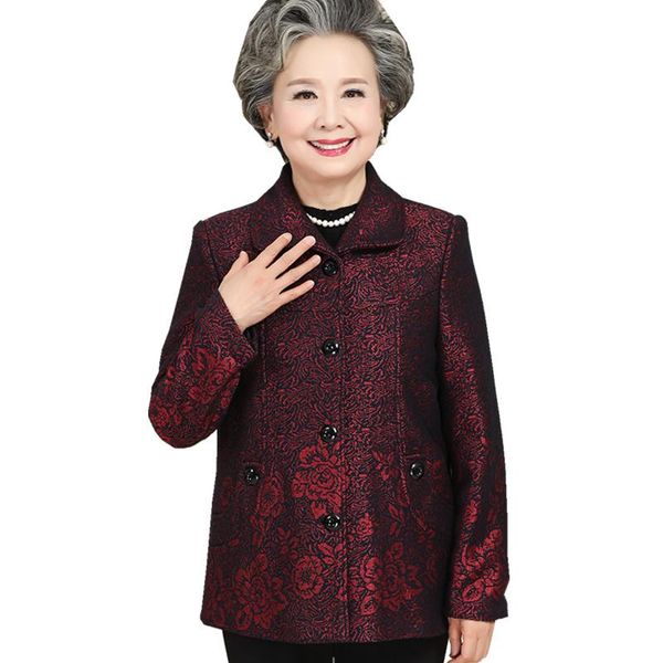

women's jackets mother coat 2021 spring autumn cardigan coats female vintage single-breasted elegant printed overcoat plus size, Black;brown