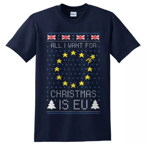 

all i want christmas is eu t-shirt shirt funny xmas uk theresa, White;black