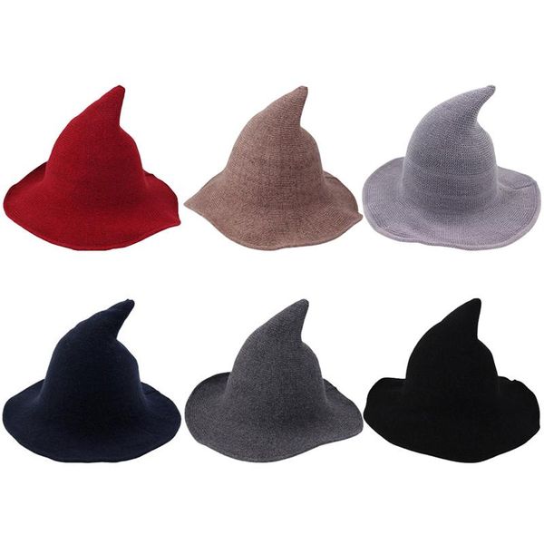 

stingy brim hats modern halloween witch hat knitted wool festival party women lady cosplay fashionable sheep christmas warm dropship, Blue;gray