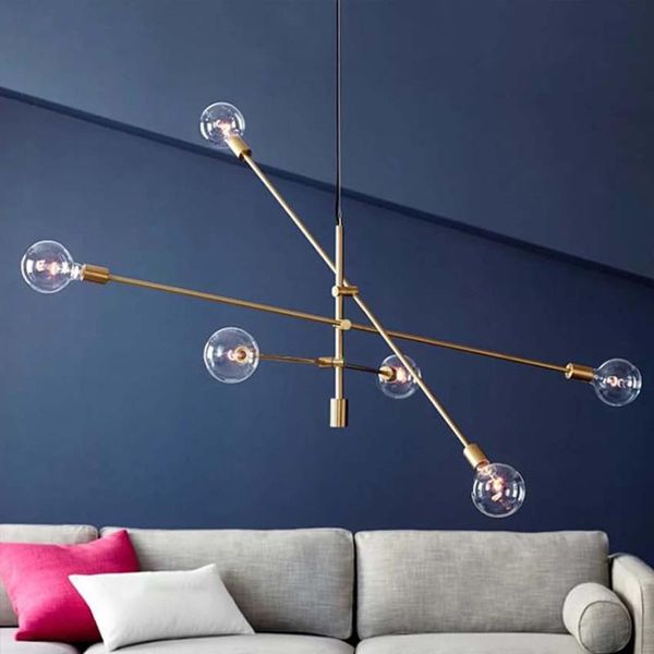 

chandeliers nordic wrought iron chandelier modern e27 black gold geometric line creative hanging lamp dining room bedroom suspension light