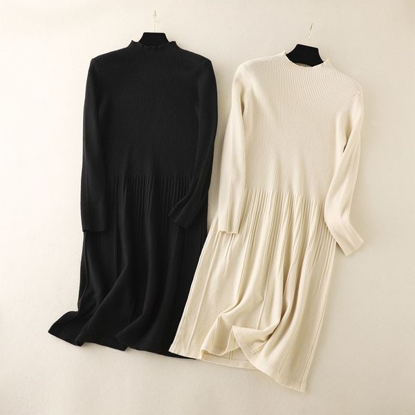 

casual dresses hlbcbg nightgown long women's knitted sweater elegant hole thumb to line dressed in warm thick winter with nervuras chri, Black;gray