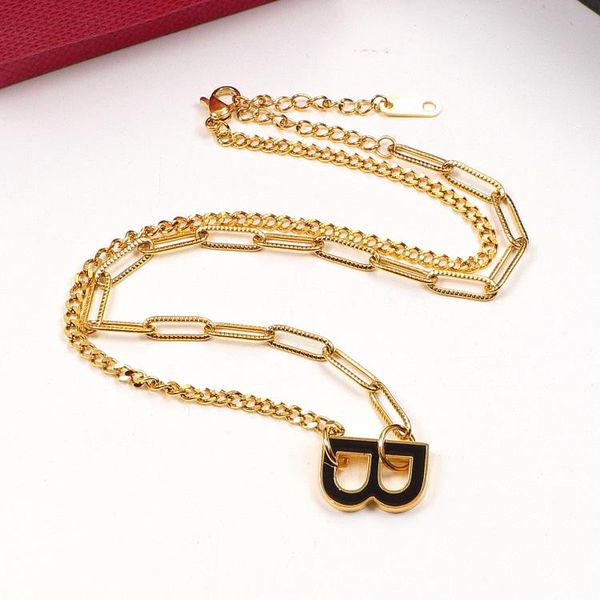 

chains letter b stereo hollow necklace classic long, Silver