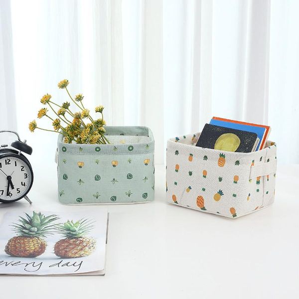 

cloth fabric storage basket deskdebris cosmetic box sundries square baskets