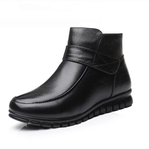 

boots brand women shoes winter ankle warm comfortable wedges mom snow woman, Black