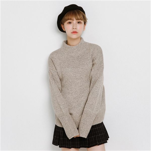 

genayooa womens turtleneck pullover sweater long sleeve warm knitted jumper ladies loose solid basic female korean fashion 210417, White;black
