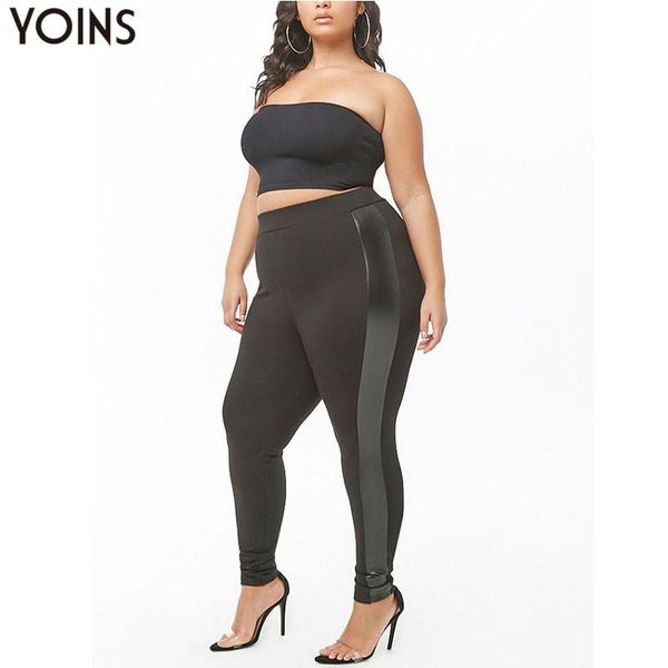 

women's pants & capris yoins women stylish bodycon pant 2021 autumn winter high waist pencil long trousers casual bottoms dating street, Black;white