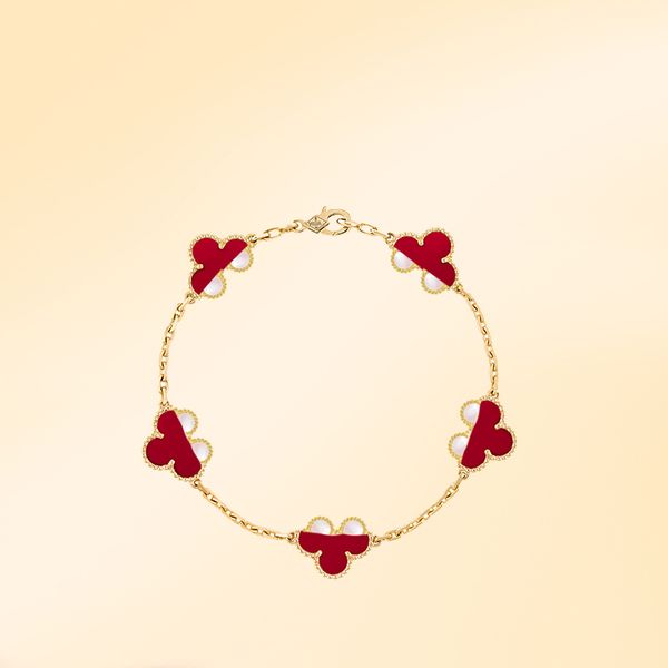 

18k gold four-leaf clover bracelet chain female classic fashion style five four-leaf clover chain high quality, Black