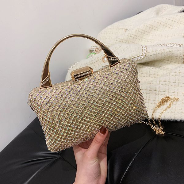 

fashion box dinner 2021 diamond inlaid handbag korean versatile chain one shoulder slant span women's bag