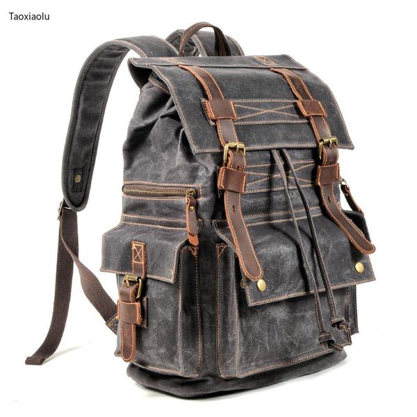 

backpack classic luxury canvas leather backpacks large capacity waterproof vintage daypacks retro school bag teenager