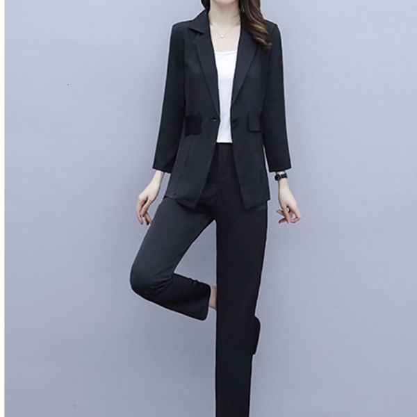 

women's two piece pants komplety damskie professional woman suit early autumn high-end ladies temperament is thin korean casual of two, White