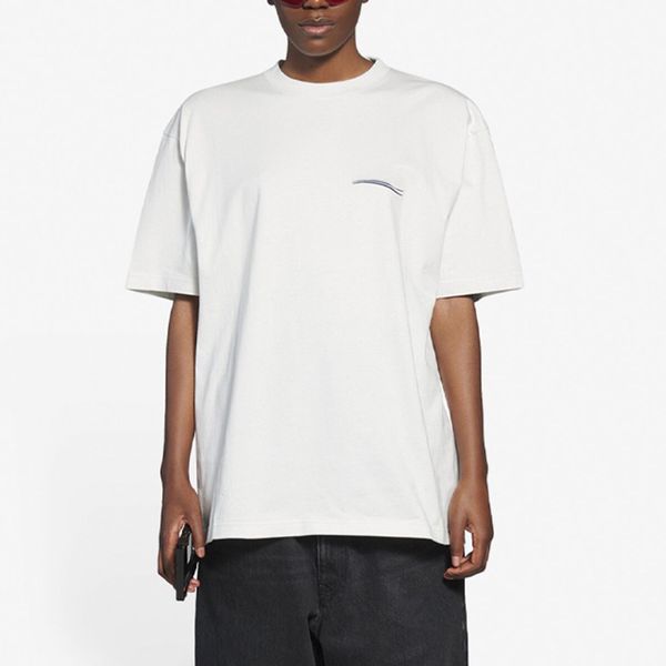 

summer classic wave letter printed white tee t-shirts fashion sport casual simple short sleeve men women couples spring autumn street breath, White;black