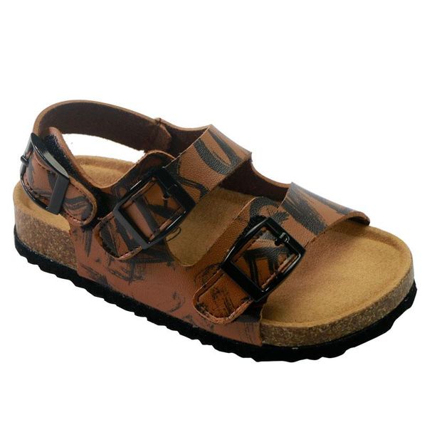 

sandals boys summer 2021 pu leather corks beach shoes kids sports soft non-slip casual toddler 1-5 years, Black;red