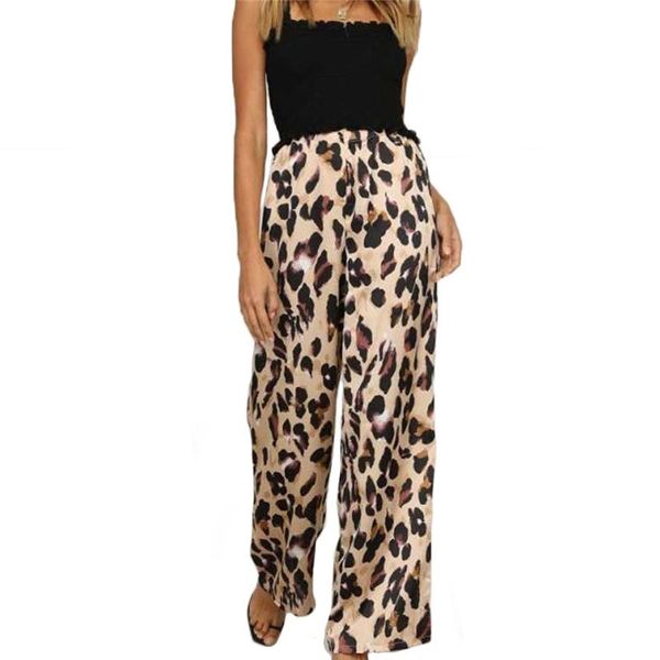 

women's pants & capris 2021 women fashion leopard print palazzo loose casual high waisted wide leg ladies long trousers autumn clothes, Black;white