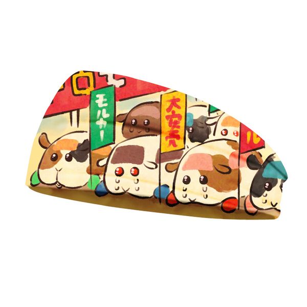 

guinea pig cart cartoon printed headbands mask retro style yoga wide knit sports turban woman print gypsy airship tie tied waist knot hygros, Silver
