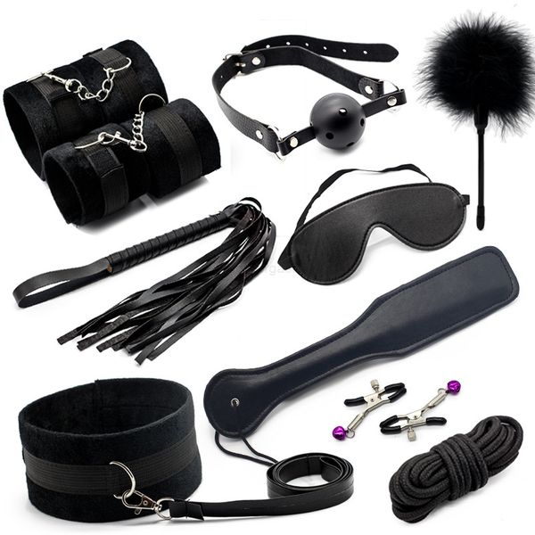

2022 for_orgasm products bondage restraints 10 pieces/set,for couples hand s whip gag for slave game erotic