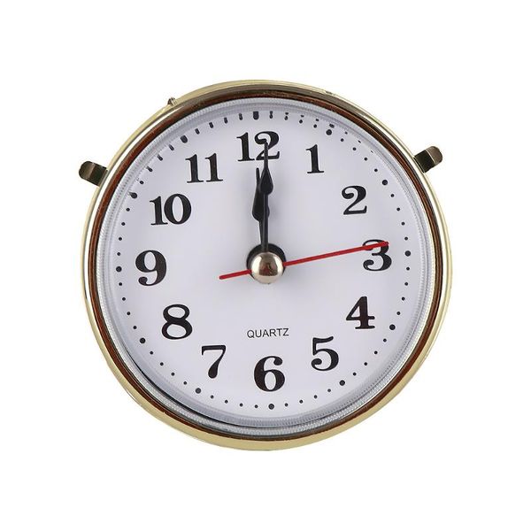 

classic mute 2-1/2" (65mm) clock quartz mechanism movement insert roman numeral white face gold trim practical diy parts wall clocks