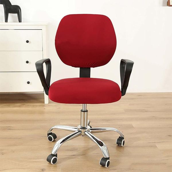 

chair covers 2-piece split office elastic stretch computer universal solid color seat cover dustcover