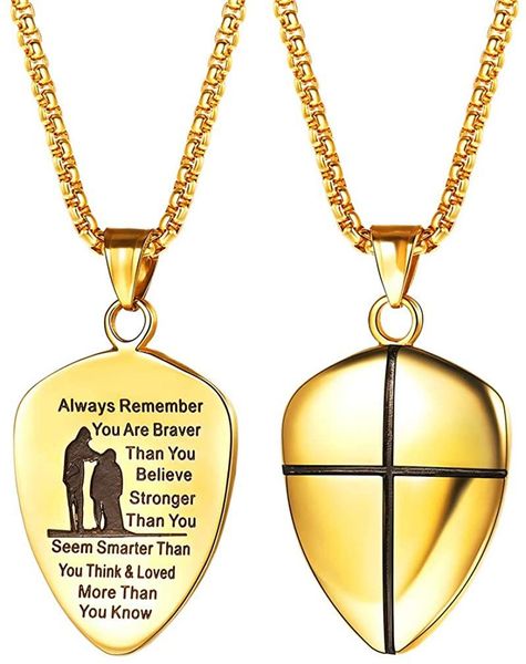 

pendant necklaces chainspro joshua shield of faith ephesians isaiah necklace stainless steel cross amulet jewelry for men women cp497, Silver