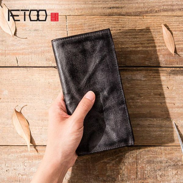 

wallets aetoo handmade vintage leather wallet, male multifunctional vegetable tanned youth art coin purse, Red;black