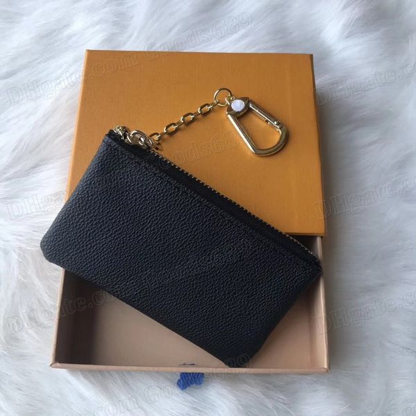 

fashion design portable coin purse black plaid flowers wallet classic men women key pouch chain bag with dust bags and box, Red;black