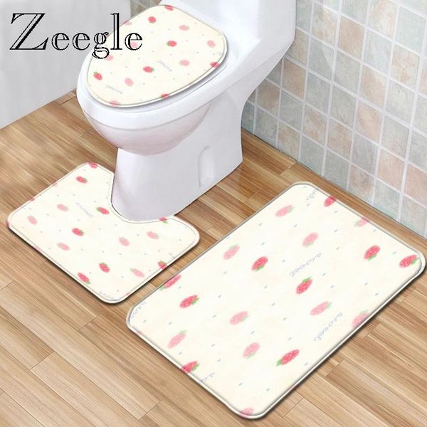 

bath mats zeegle 3pcs mat set anti slip toilet seat cover washable flannel bathroom rug shower foot absorbent