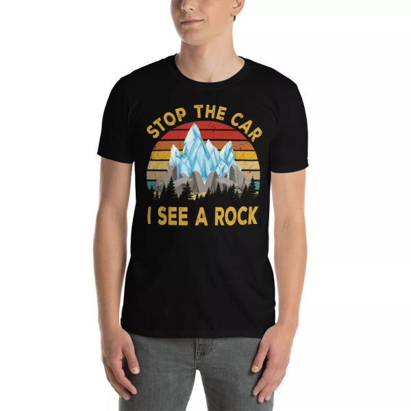 

vintage retro sthe car i see a rock funny geology geologist rockhound shirt, White;black