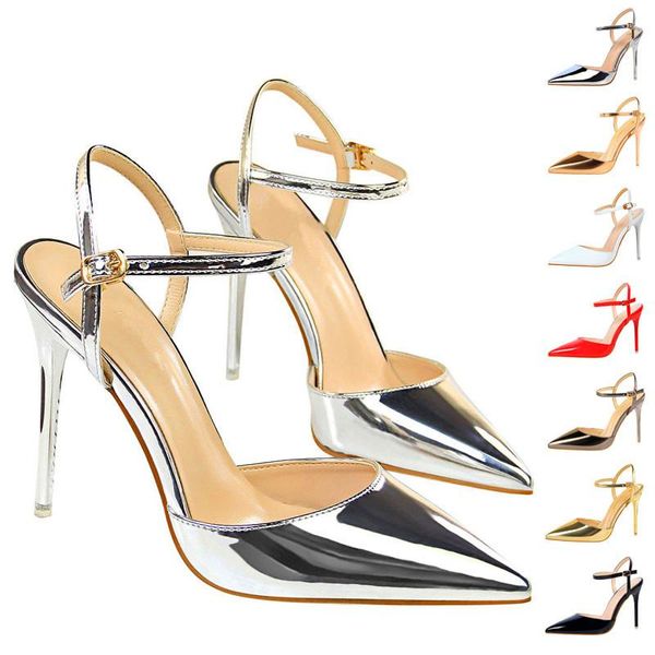 

summer female sandals pointed toe high heels simple european and american style .5cm fine with pumps zapatos mujer, Black
