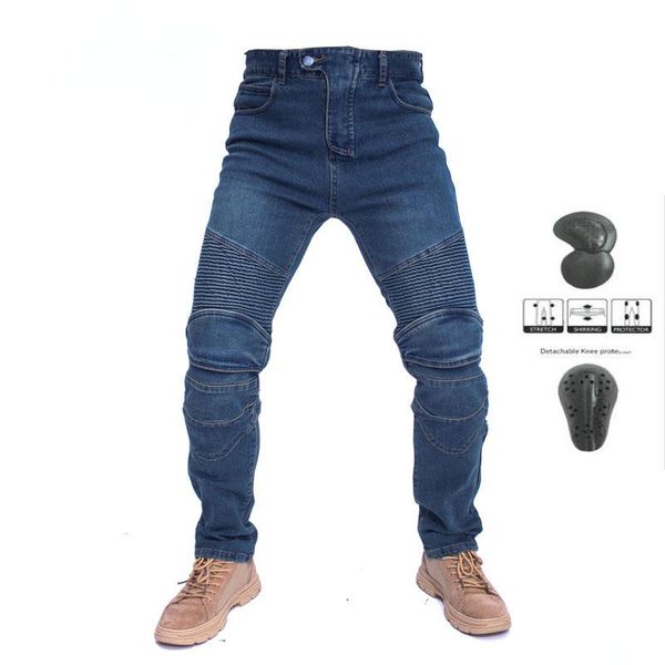

men's jeans embroidery motorcycle leisure outdoor summer riding, Blue