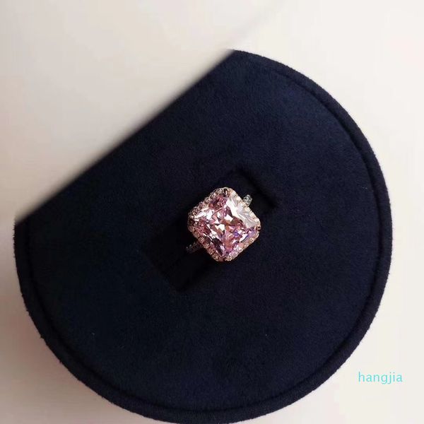 

fashion s925 silver plated 18k gold plated pink diamond half circle diamond ring female diamond ring fashion silver ring