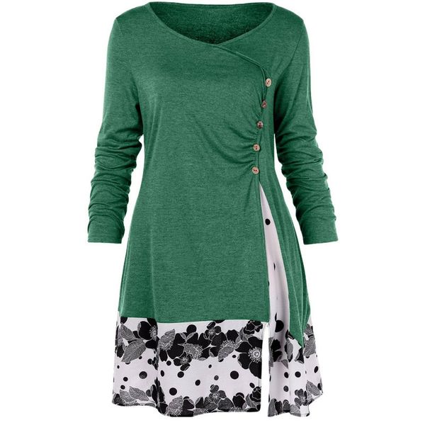 

plus size dresses 2021 large loose print stitching split irregular long skirt