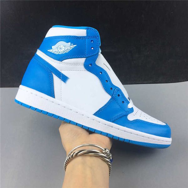 

jumpman 1 high og unc men's and women's basketball shoes north carolina blue fashion sports with boxnc5y