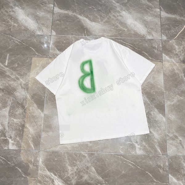 21ss Designers T-shirt Masculino Feminino T Shirts Inkjet graffiti impressão luminosa Homem Paris Fashion T-shirt Manga curta luxos Tshirts preto branco M-XL