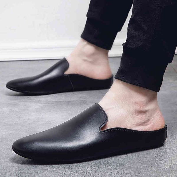 

dress shoes genuine leahter loafers men's black pointed wild versatile casual outdoor breathable soft flats men zapatillas hombre 1rr3