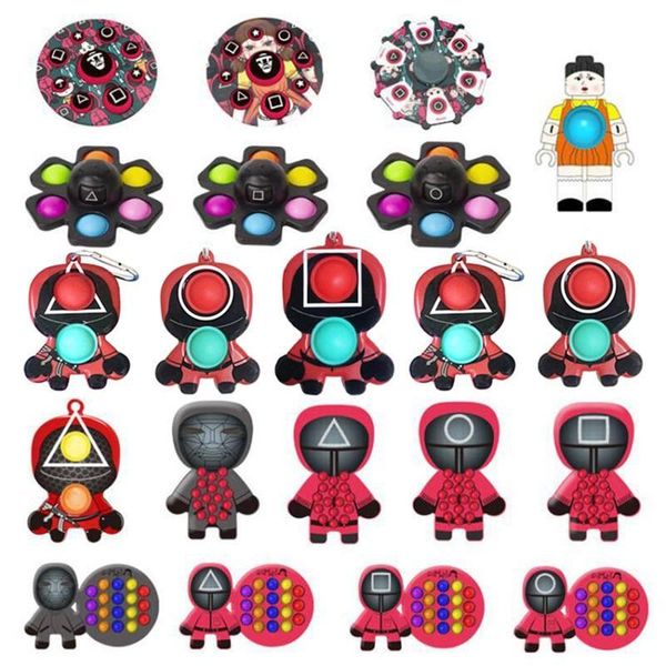 

squid game push its bubble fidget toys masked man doll resin handmade spinning for decoration korea squids games round six movie figure resi