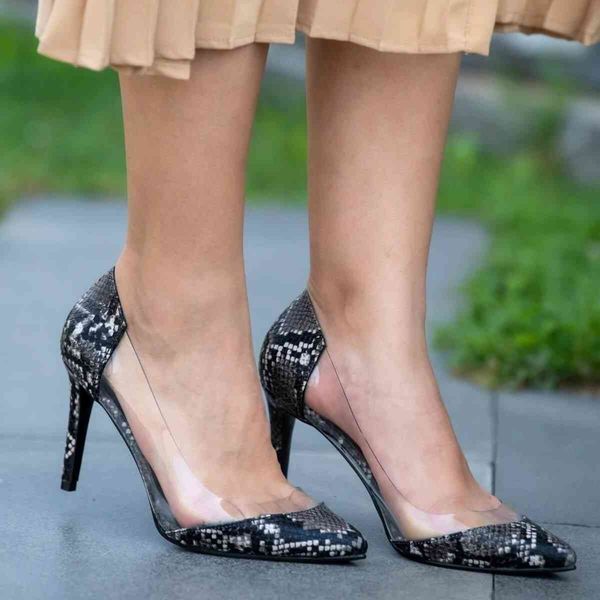 

dress shoes lina gray snake leather patterned transparent stiletto, Black